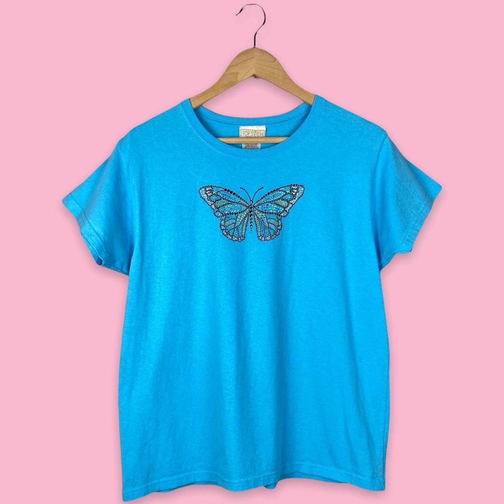 Vintage Top Stitch Y2K Rhinestone Butterfly T-Shirt